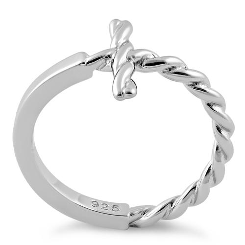 Sterling Silver Rope Cross Ring