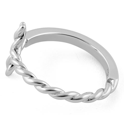 Sterling Silver Rope Cross Ring