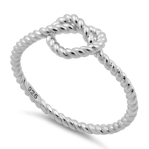 Sterling Silver Rope Heart Knot Shape Ring