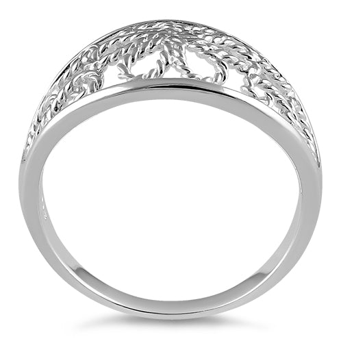 Sterling Silver Rope Shaped Flower Ring