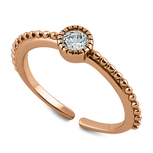 Sterling Silver Rose Gold CZ Toe Ring