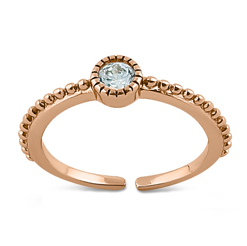 Sterling Silver Rose Gold CZ Toe Ring
