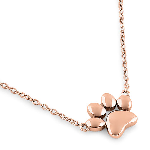 Sterling Silver Rose Gold Paw Necklace