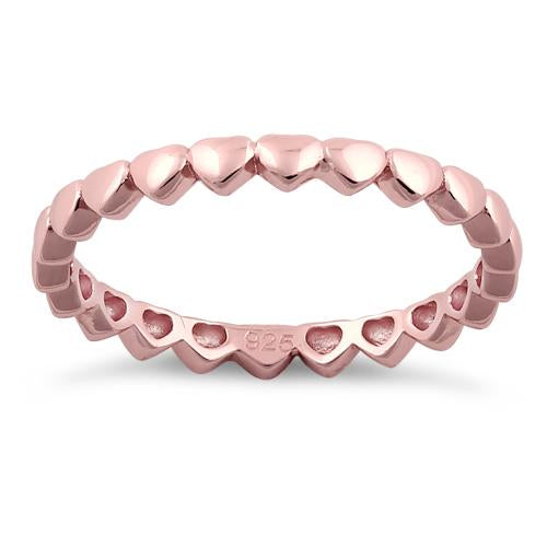 Sterling Silver Rose Gold Plated Tiny Hearts Eternity Ring