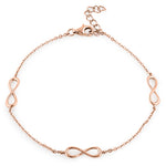 Sterling Silver Rose Gold Plated Triple Infinity Bracelet