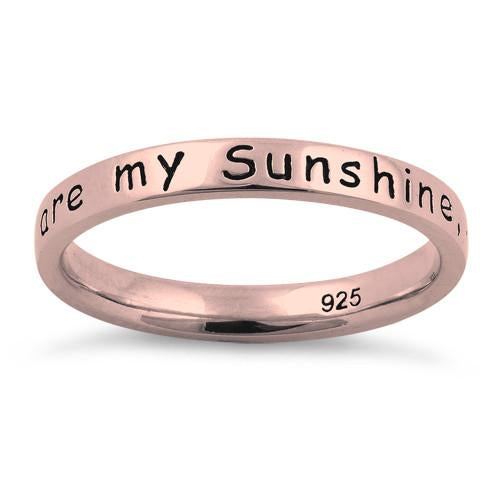 Sterling Silver Rose Gold Plated "You Are My Sunshine, My Only Sunshine" Ring