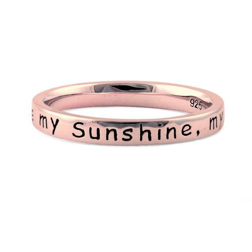 Sterling Silver Rose Gold Plated "You Are My Sunshine, My Only Sunshine" Ring