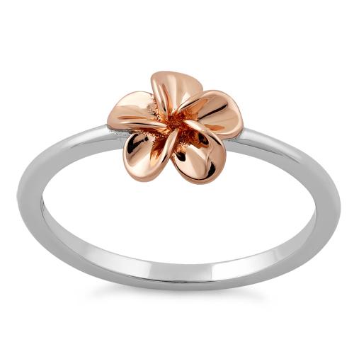 Sterling Silver Rose Gold Plumeria Ring