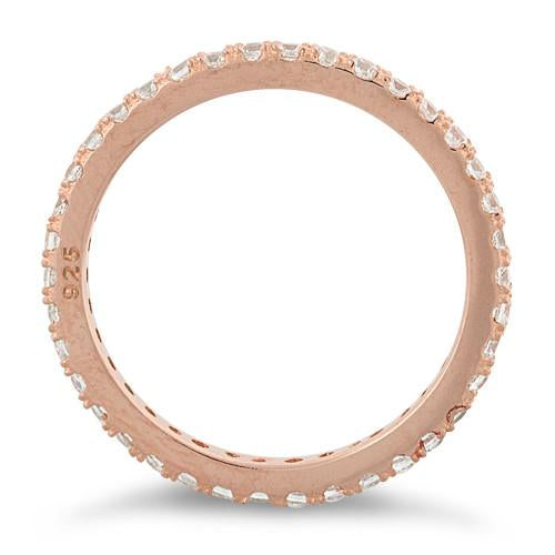 Sterling Silver Rose Gold Stackable Eternity CZ Ring