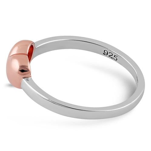 Sterling Silver Rose Gold Two Tone Heart Ring