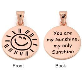 Sterling Silver Rose Gold Plated "You are my Sunshine my only Sunshine" Pendant