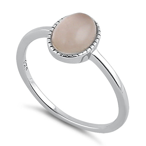 Sterling Silver Rose Quartz Oval Stone Ring