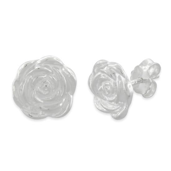 Sterling Silver Rose Stud Earrings