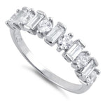 Sterling Silver Round & Baguette Clear CZ Ring