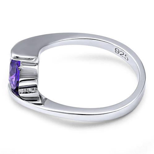 •CHAROITE + AMETHYST - OVAL + CIRCLE• simple bezel adjustable silver ring
