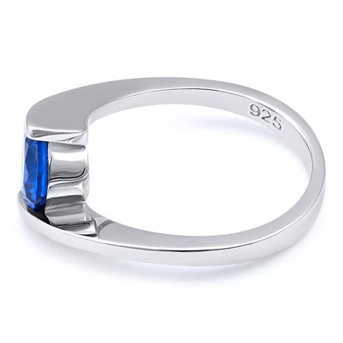 Sterling Silver Round Bezel Blue Spinel CZ Ring