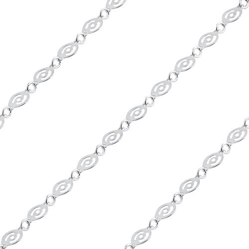 Sterling Silver Round Chain Circle Pattern 4mm (sold by the foot)