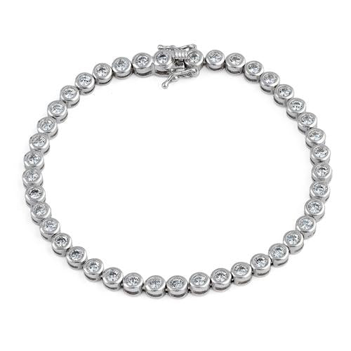 Sterling Silver Round Clear CZ Tennis Bracelet