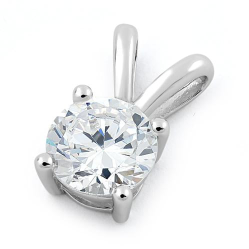 Sterling Silver Round Clear CZ Pendant