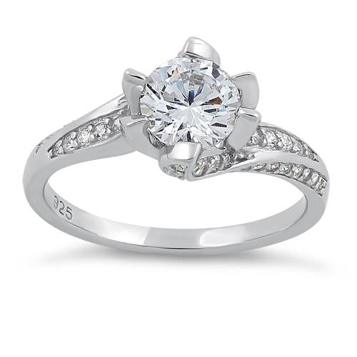 Sterling Silver Round Cut Clear CZ Ring