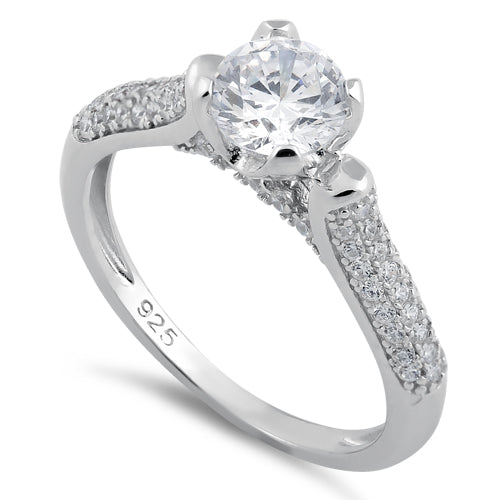 Sterling Silver Round Cut Engagement CZ Ring