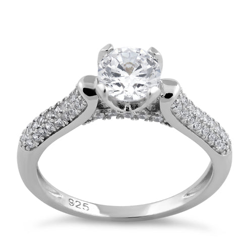Sterling Silver Round Cut Engagement CZ Ring
