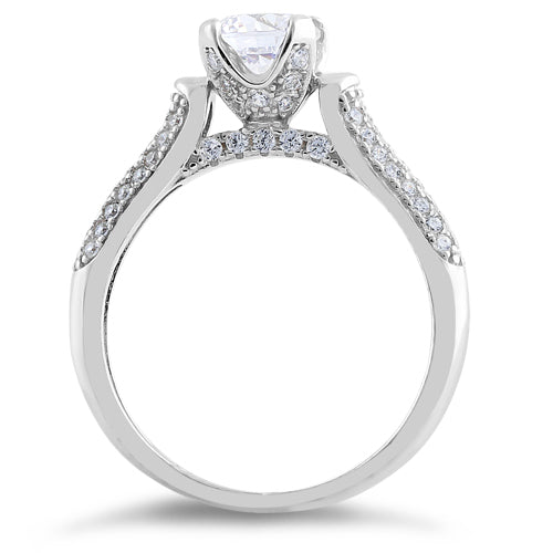 Sterling Silver Round Cut Engagement CZ Ring