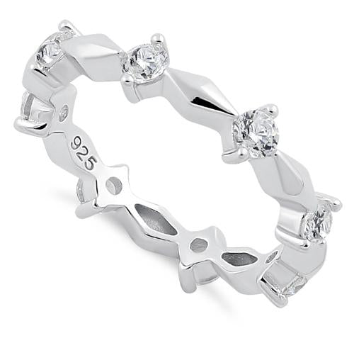 Sterling Silver Round Cut Eternity Clear CZ Ring