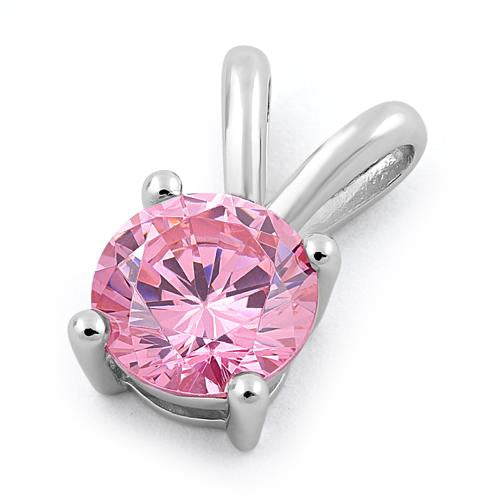 Sterling Silver Round Light Pink CZ Pendant
