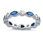 Sterling Silver Marquise Blue CZ Eternity Ring