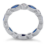 Sterling Silver Marquise Blue CZ Eternity Ring