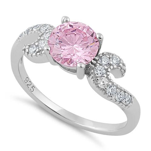 Sterling Silver Round Pink CZ Ring