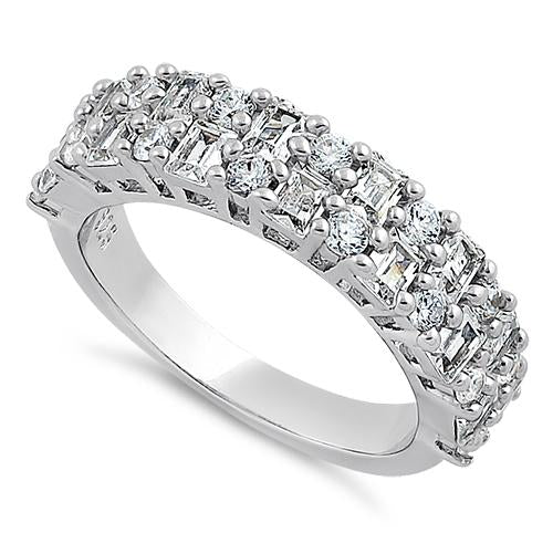 Sterling Silver Pattern CZ Band Ring