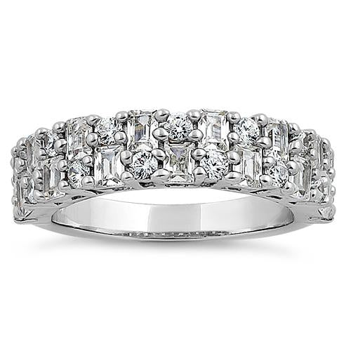 Sterling Silver Pattern CZ Band Ring