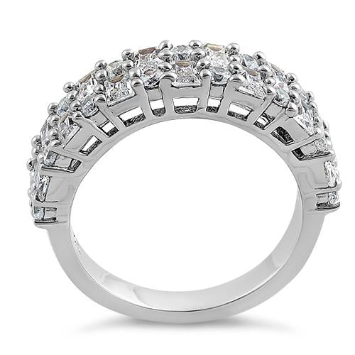 Sterling Silver Pattern CZ Band Ring