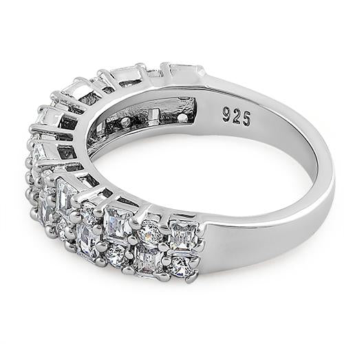 Sterling Silver Pattern CZ Band Ring