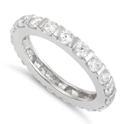 Sterling Silver Round Stackable Eternity CZ Ring