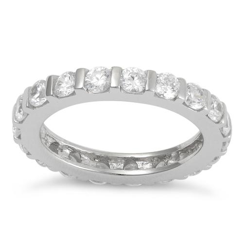 Sterling Silver Round Stackable Eternity CZ Ring