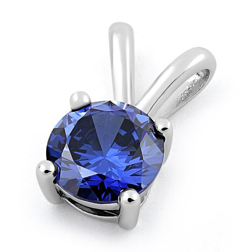 Sterling Silver Round Tanzanite CZ Pendant