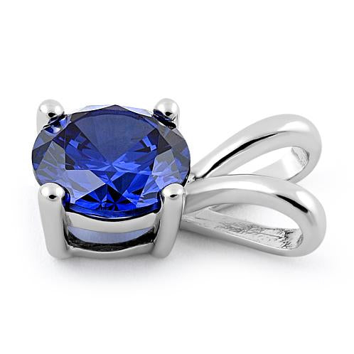 Sterling Silver Round Tanzanite CZ Pendant