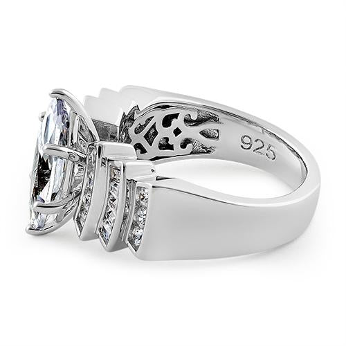 Sterling Silver Royal Marquise Cut Engagement CZ Ring