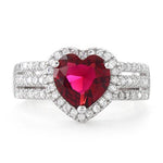 Sterling Silver Red Heart CZ Ring