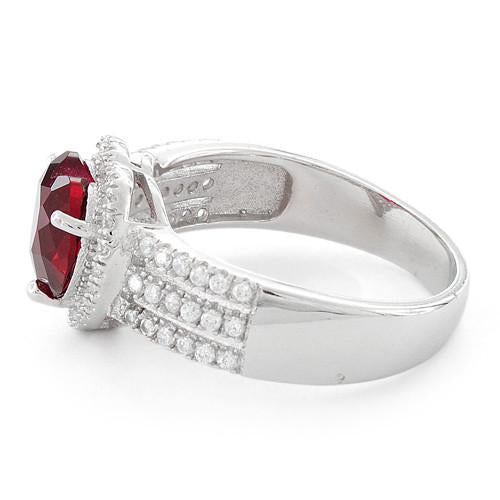 Sterling Silver Ruby Heart CZ Ring