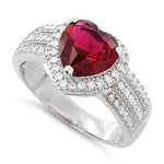 Sterling Silver Red Heart CZ Ring