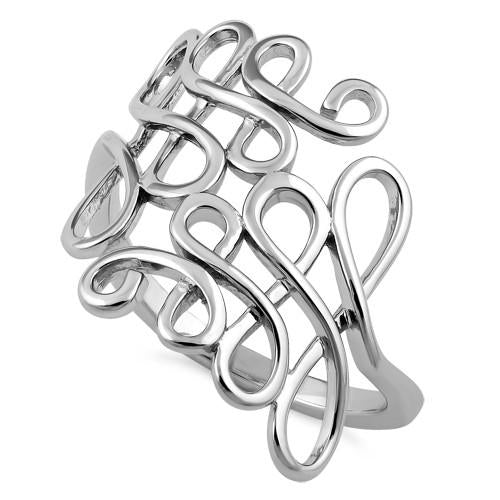 Sterling Silver Scribble Abstract Ring