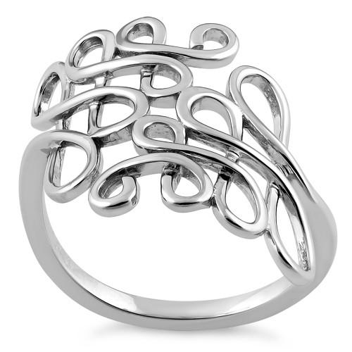 Sterling Silver Scribble Abstract Ring