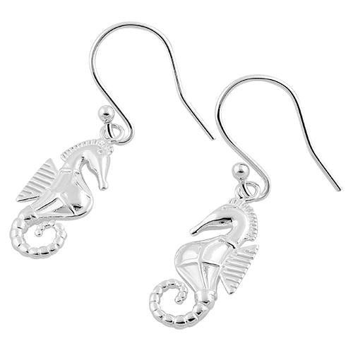 Sterling Silver Seahorse Dangle Hook Earrings