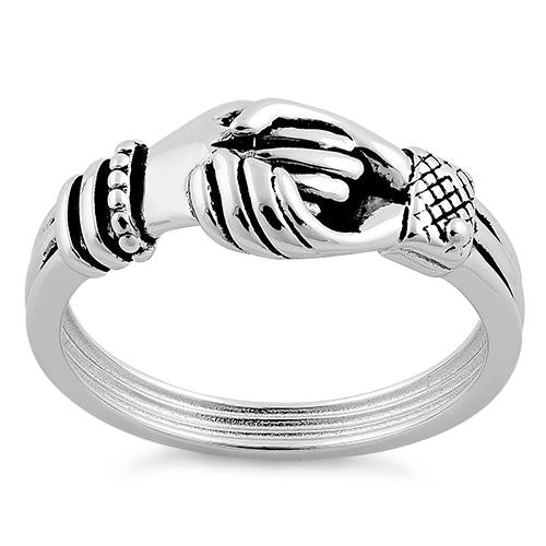 Sterling Silver Shakehands Ring