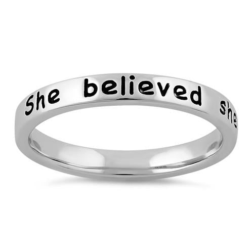Sterling Silver "She believed she could, so she did" Ring