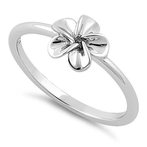 Sterling Silver Single Plumeria Flower Ring